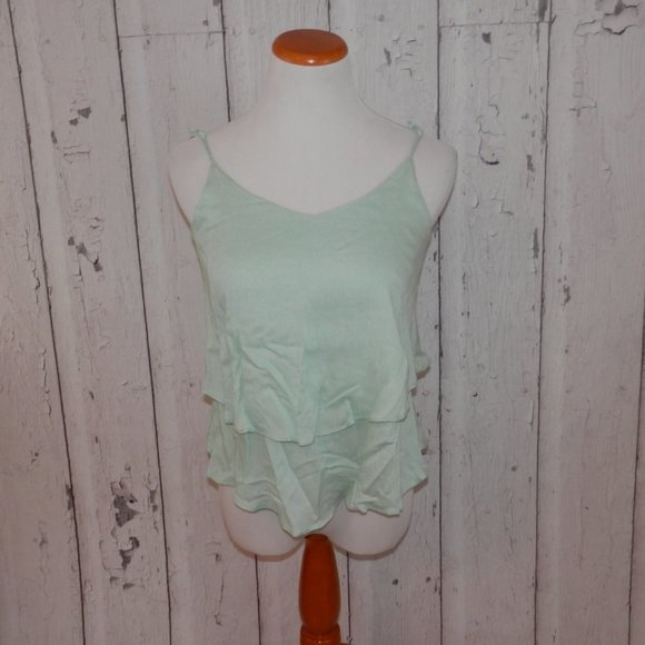 Emmelee Womens Small Lime Green Tiered Tank Top - Picture 5 of 8